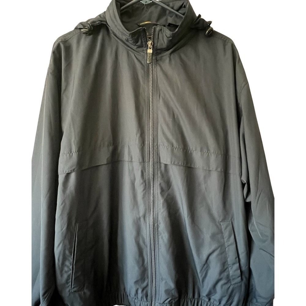 Greg Norman Men's Windbreaker Hood Jacket Black/Dark Navy Sz L Golf Lightweight